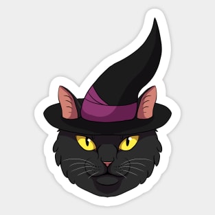 Black Witch Cat Sticker